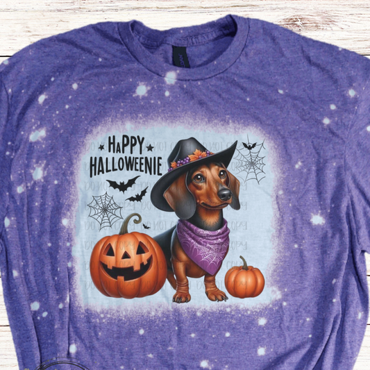 Happy Halloweenie Bleached Halloween Shirt