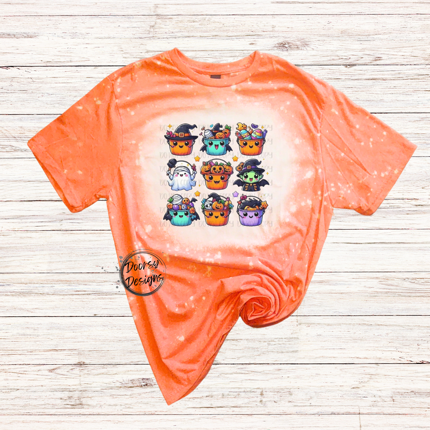 Halloween Candy Buckets Bleached Shirt