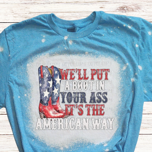 The American Way Bleached 4th of July Shirt with Cowboy Boots
