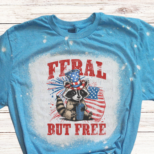 Feral But FREE Bleached 4th of July Shirt