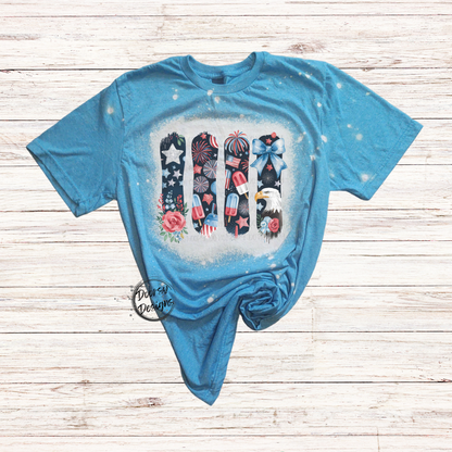 Popsicles and Eagle Bleached 4th of July Shirt