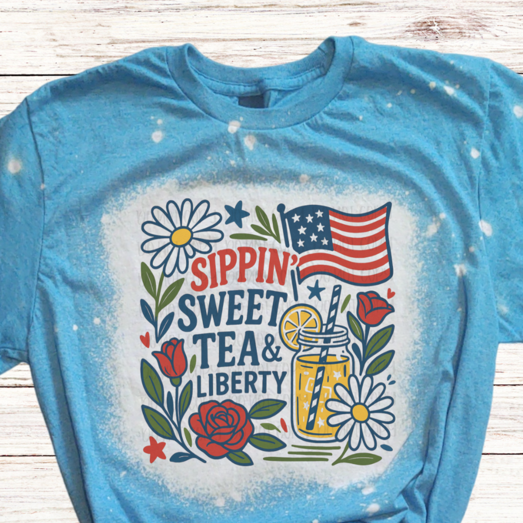 Sweet Tea and Liberty Bleached 4th of July Shirt