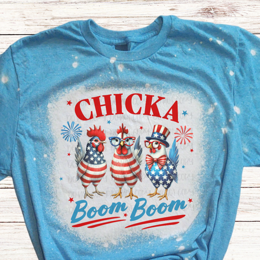 Chicka Boom Boom Bleached 4th of July Shirt