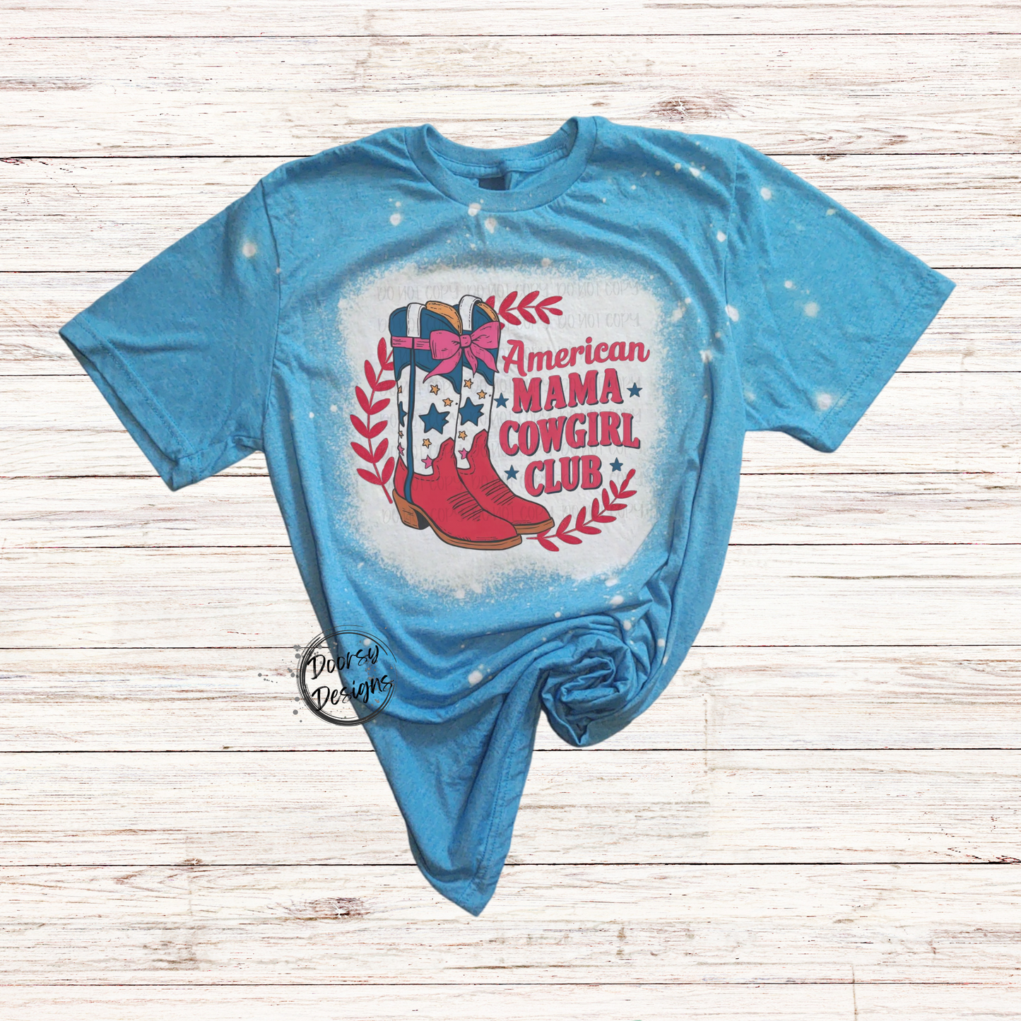 American MAMA Cowgirl Club Bleached 4th of July Shirt