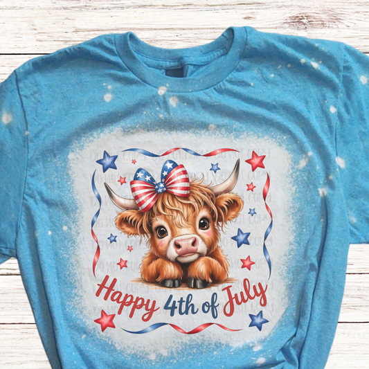 Baby Highlander Cow Happy 4th of July Shirt