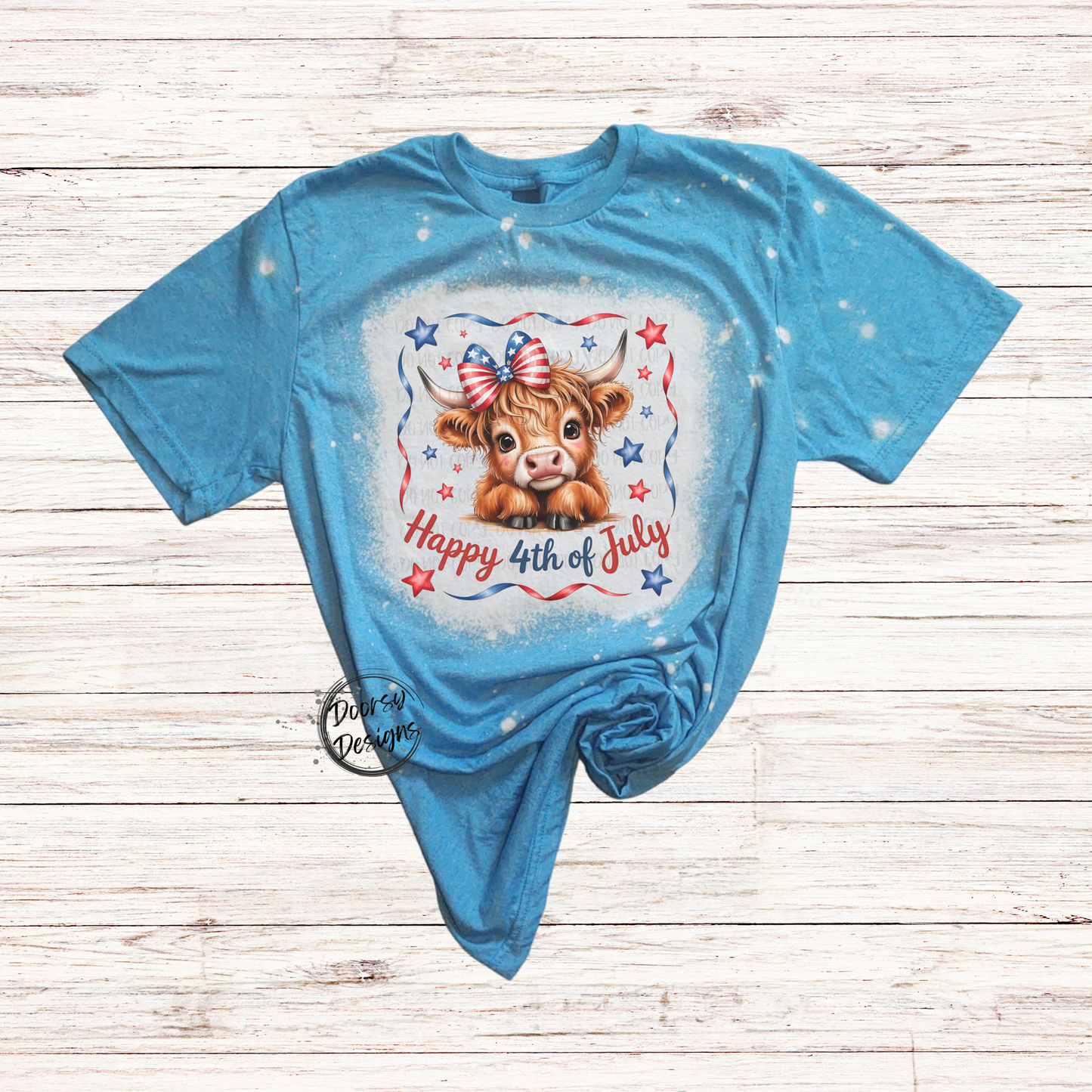 Baby Highlander Cow Happy 4th of July Shirt