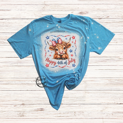 Baby Highlander Cow Happy 4th of July Shirt