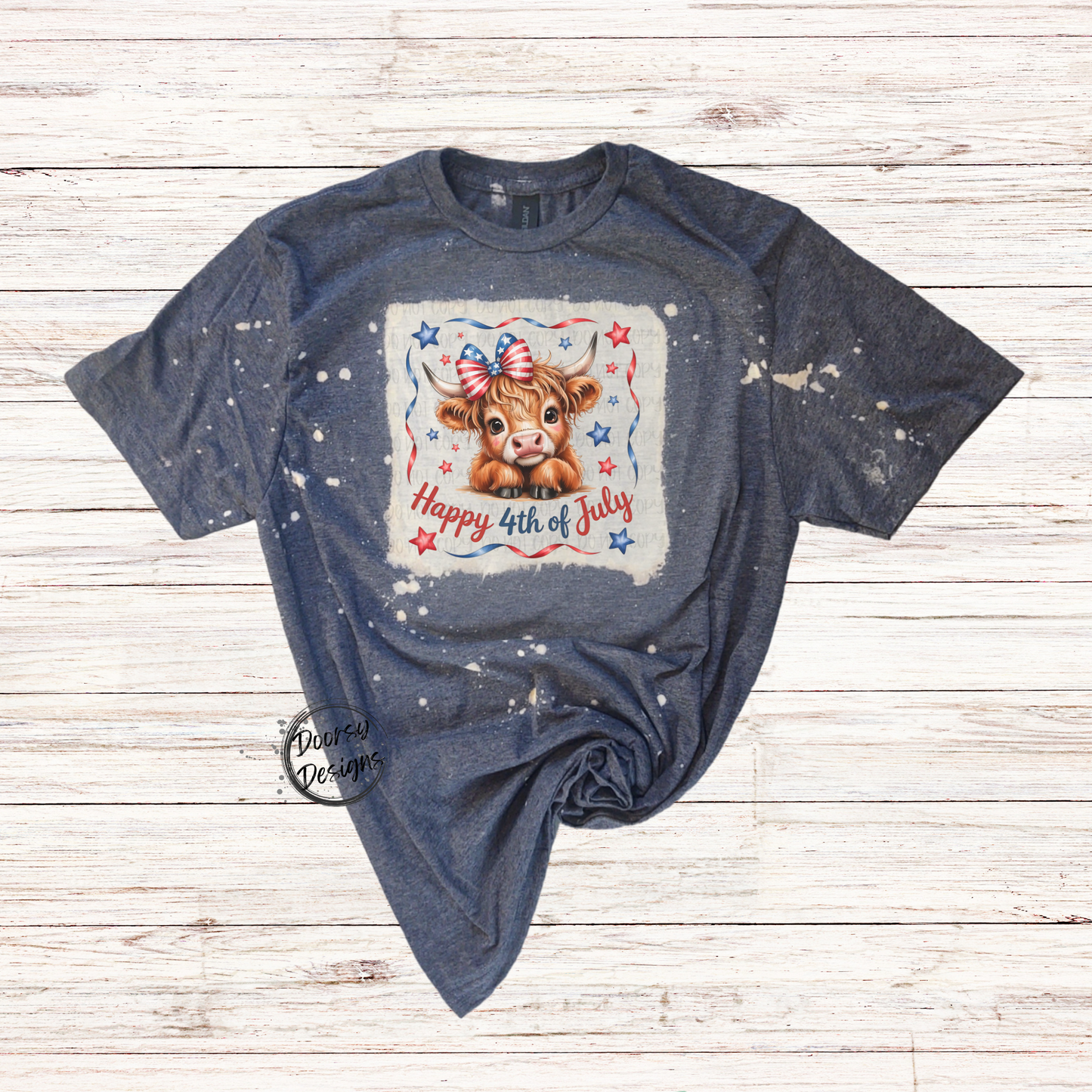 Baby Highlander Cow Happy 4th of July Shirt
