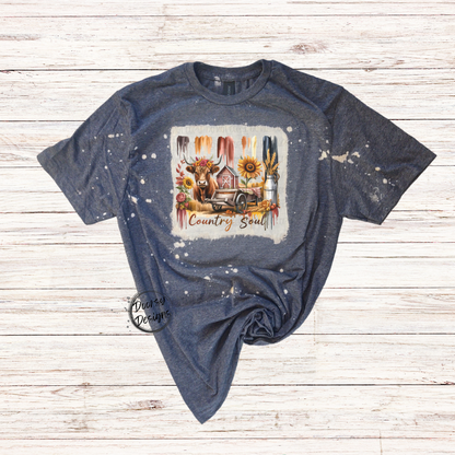 Country Soul Bleached T-Shirt with Farm