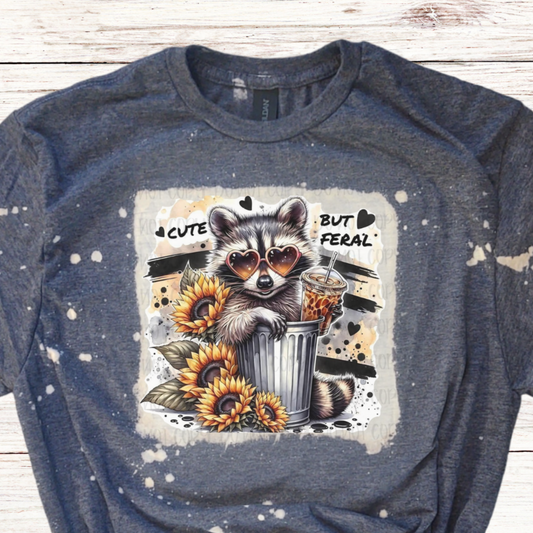 Cute But Feral Raccoon Bleached T-Shirt