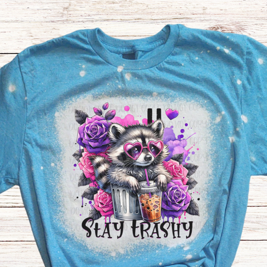 Stay Trashy Raccoon Bleached T-Shirt