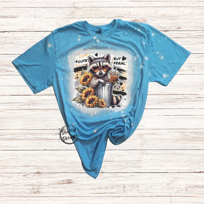 Cute But Feral Raccoon Bleached T-Shirt