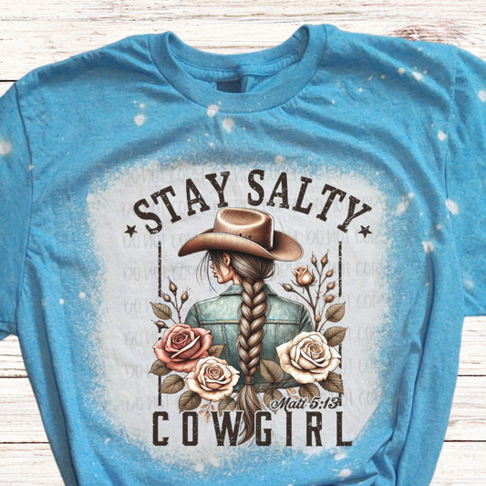 Stay Salty Cowgirl Bleached T-Shirt