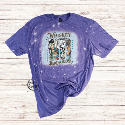 Whisky Cowboys & Bad Decisions Bleached T-Shirt