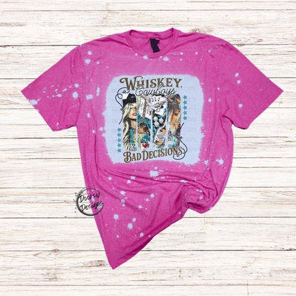 Whisky Cowboys & Bad Decisions Bleached T-Shirt