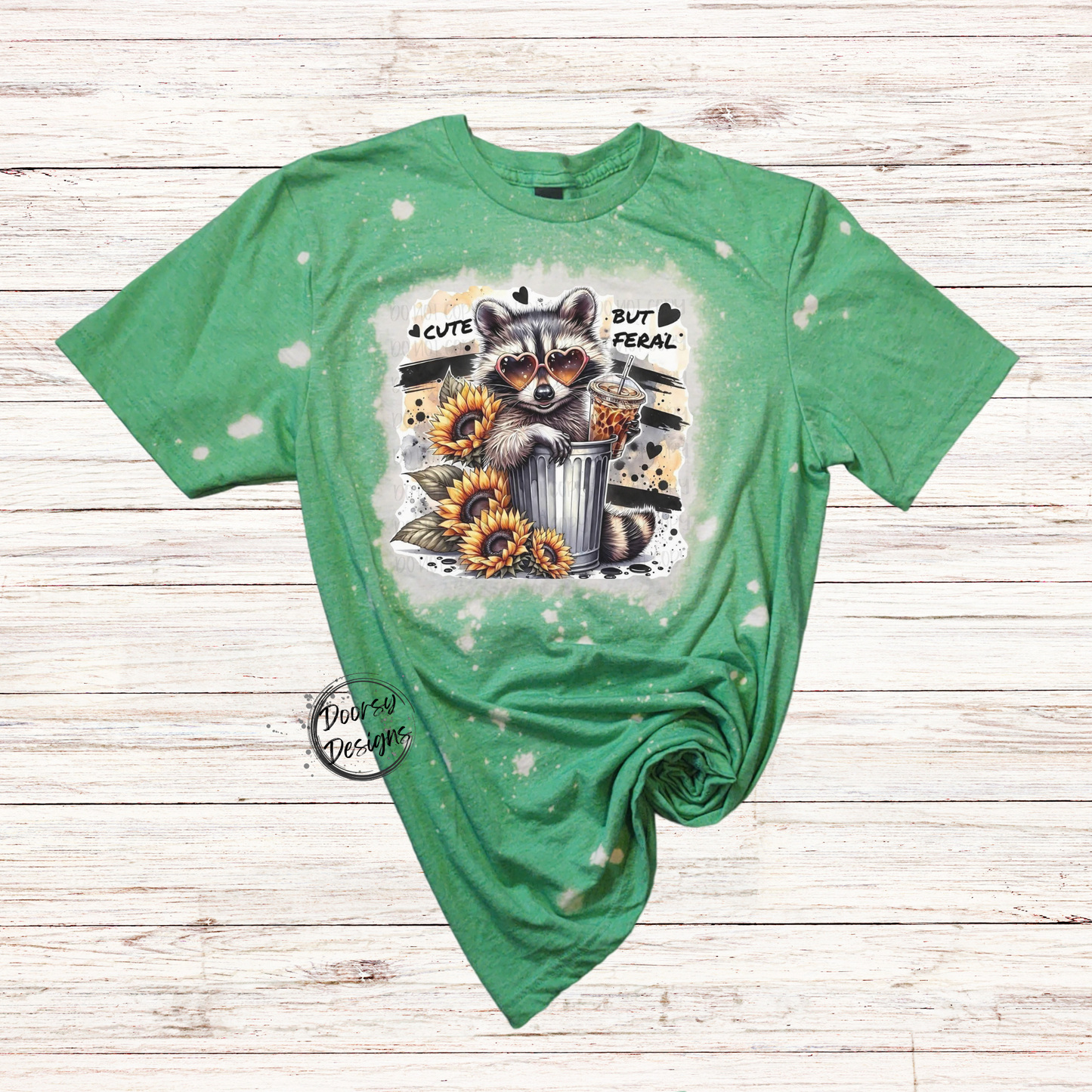 Cute But Feral Raccoon Bleached T-Shirt