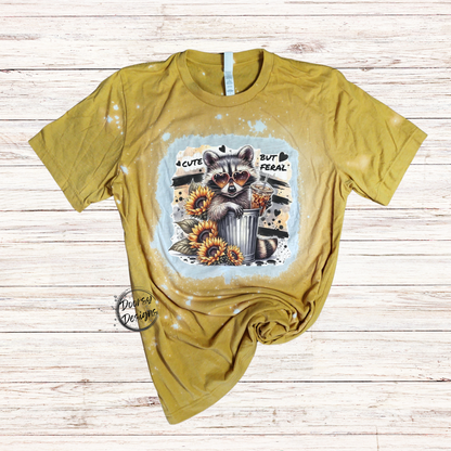 Cute But Feral Raccoon Bleached T-Shirt