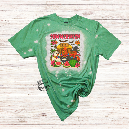 Summerween Bleached T-Shirt with Chickens