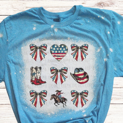 Western Bows & Horses Bleached 4th of July Shirt