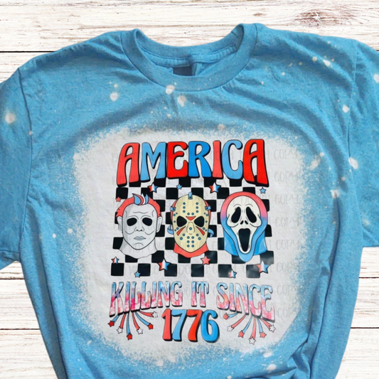 Horror 4th of July Shirt with Tie Dye, Killin it Since 1776