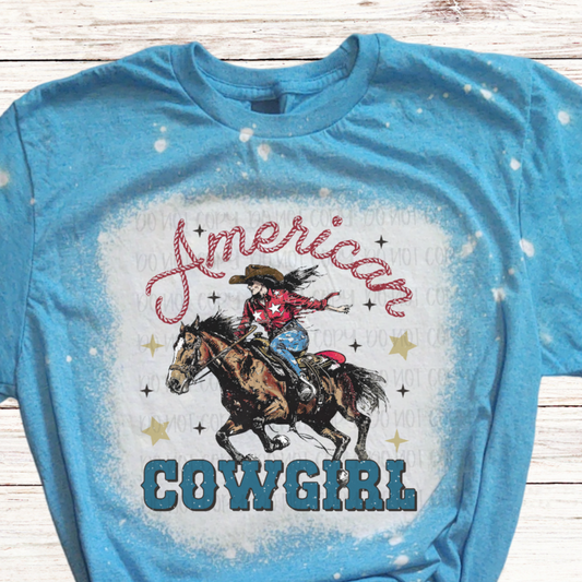 American Cowgirl Bleached 4th of July Shirt
