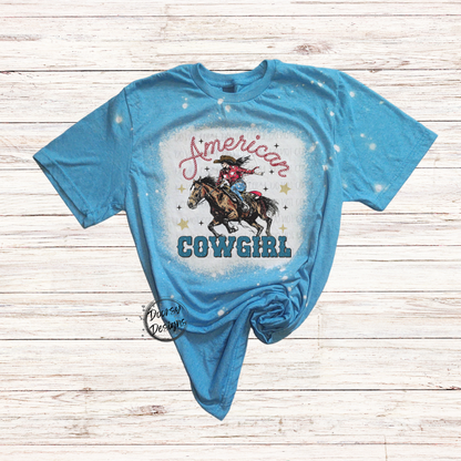 American Cowgirl Bleached 4th of July Shirt