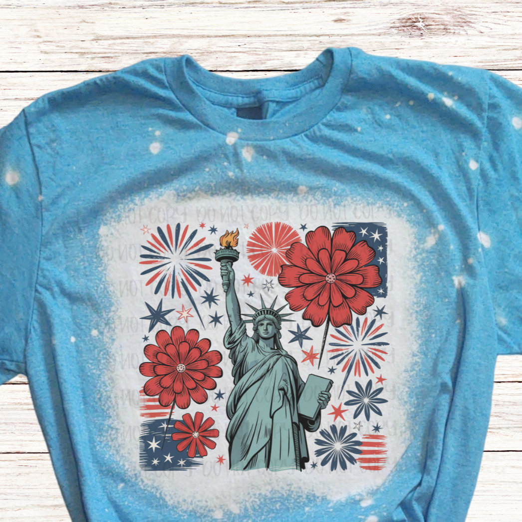 Lady Liberty Bleached 4th of July Shirt