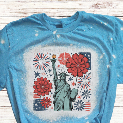 Lady Liberty Bleached 4th of July Shirt