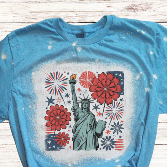 Lady Liberty Bleached 4th of July Shirt