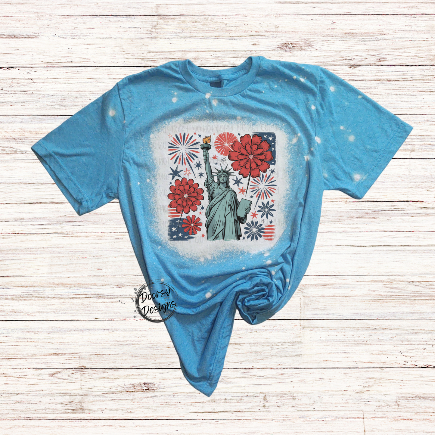 Lady Liberty Bleached 4th of July Shirt