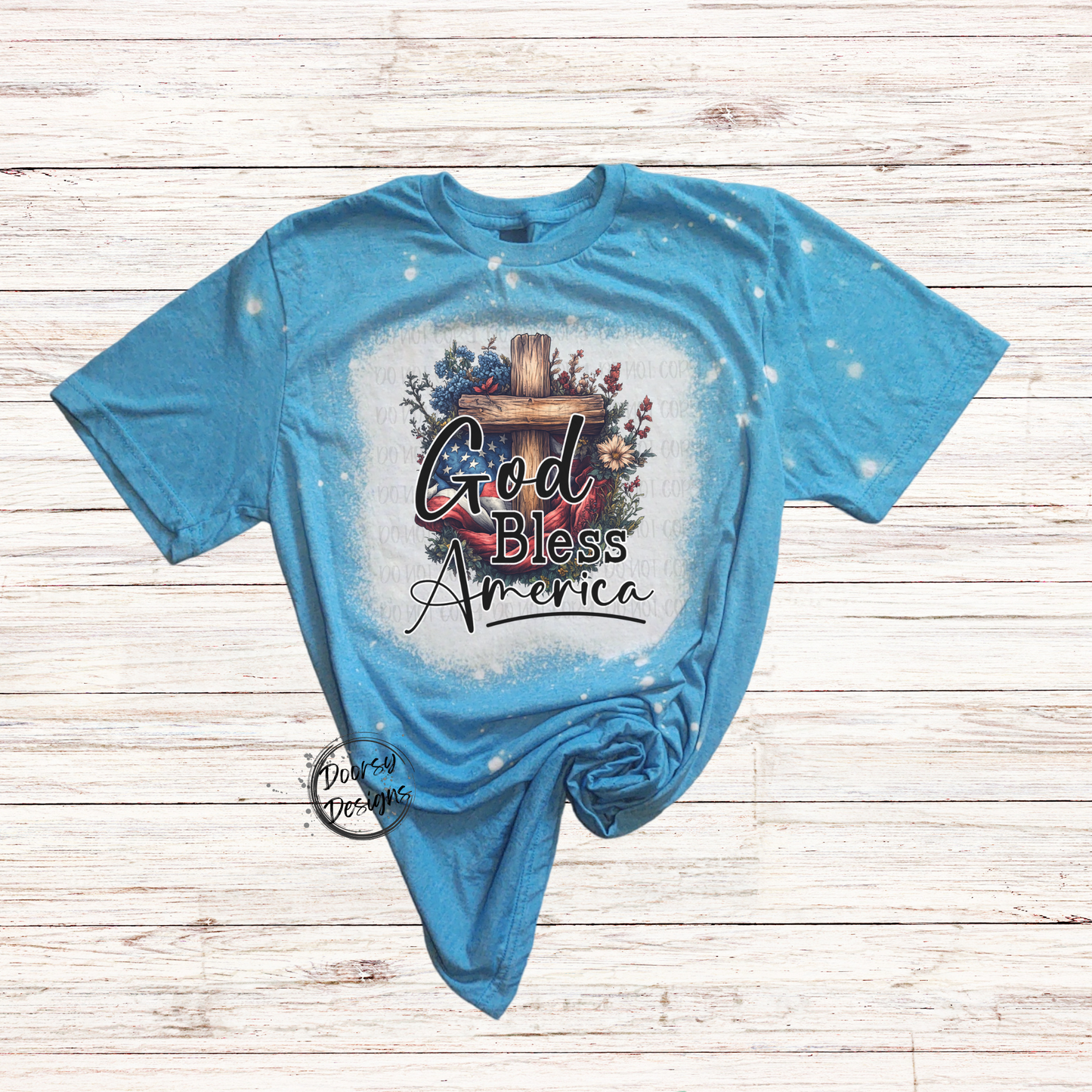 Wildflowers God Bless America Bleached 4th of July Shirt