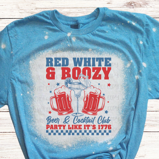 Beer and Cocktail Club Bleached 4th of July Shirt