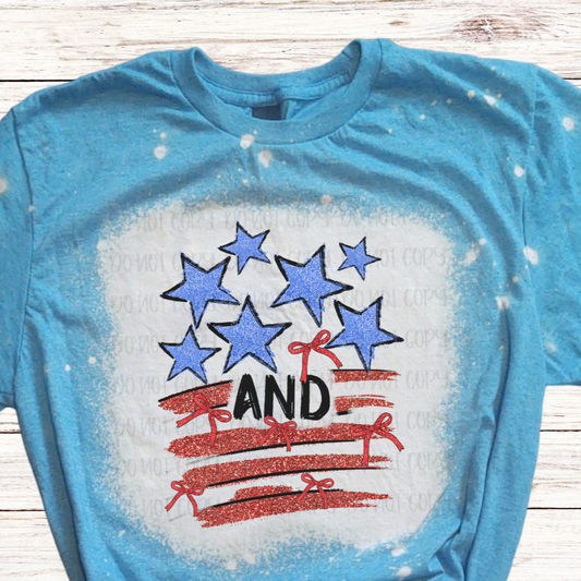 Ribbon Stars and Stripes Bleached 4th of July Shirt