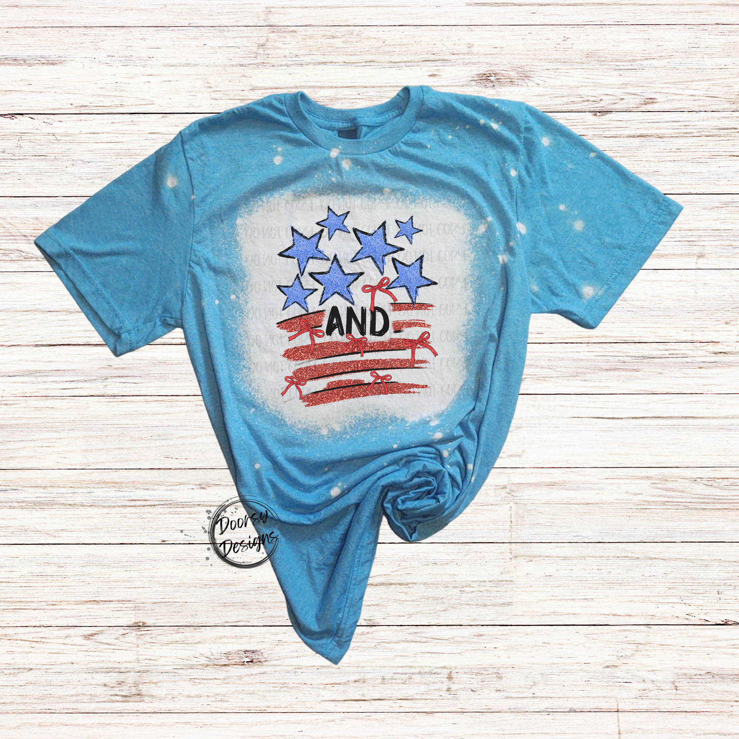Ribbon Stars and Stripes Bleached 4th of July Shirt