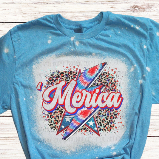 Leopard Print 'Merica Bleached 4th of July Shirt