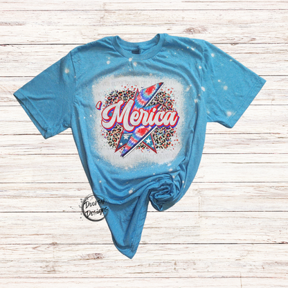 Leopard Print 'Merica Bleached 4th of July Shirt