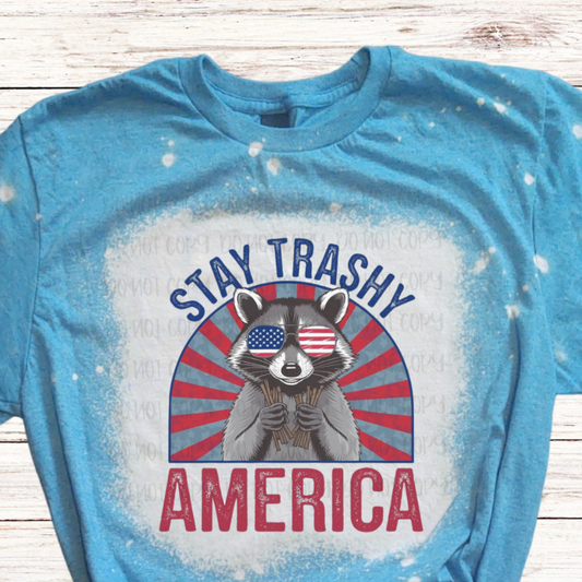 Stay Trashy American Racoon Bleached 4th of July Shirt