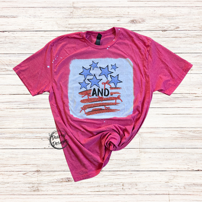 Ribbon Stars and Stripes Bleached 4th of July Shirt