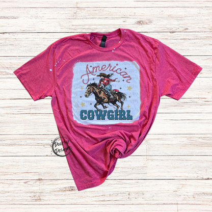 American Cowgirl Bleached 4th of July Shirt