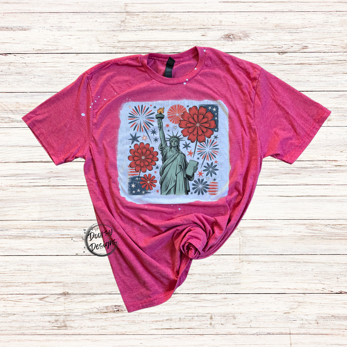 Lady Liberty Bleached 4th of July Shirt