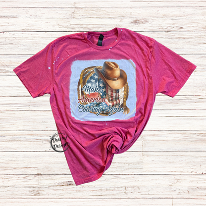 Make America Cowboy Bleached 4th of July Shirt