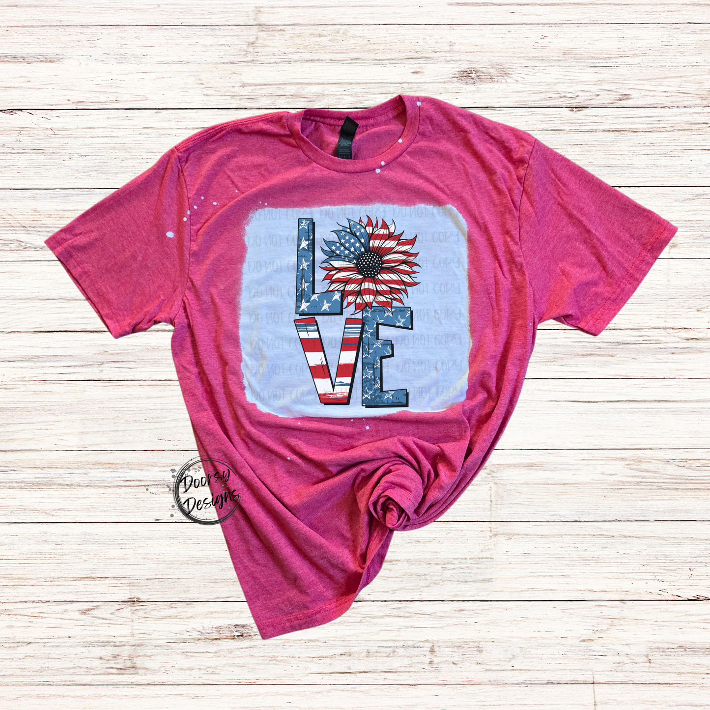 LOVE Sunflower Bleached 4th of July Shirt