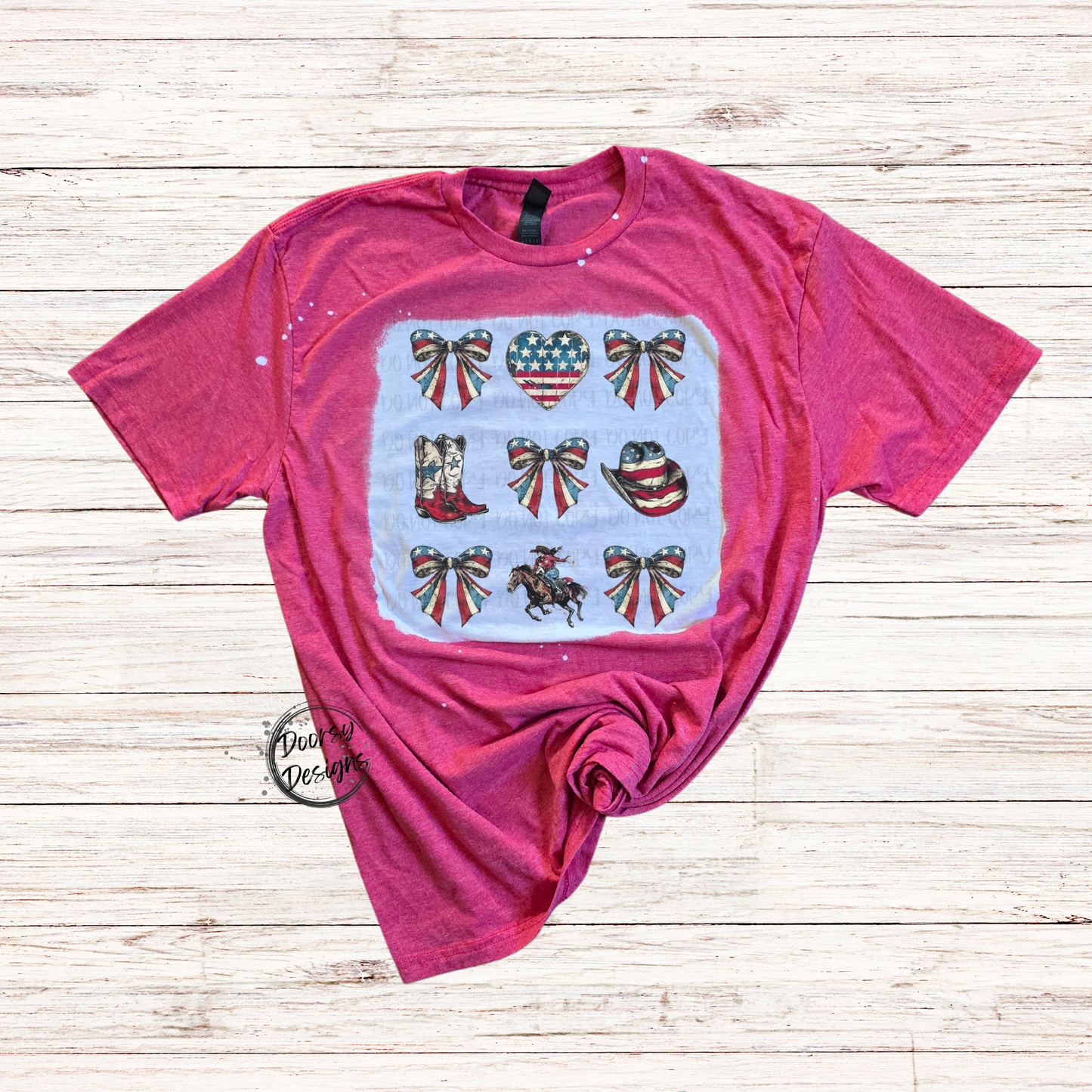 Western Bows & Horses Bleached 4th of July Shirt