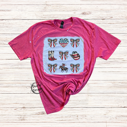 Western Bows & Horses Bleached 4th of July Shirt