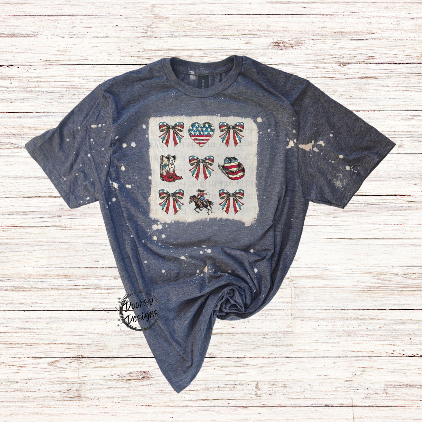 Western Bows & Horses Bleached 4th of July Shirt