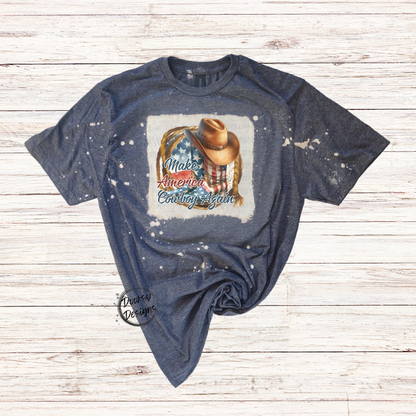 Make America Cowboy Bleached 4th of July Shirt