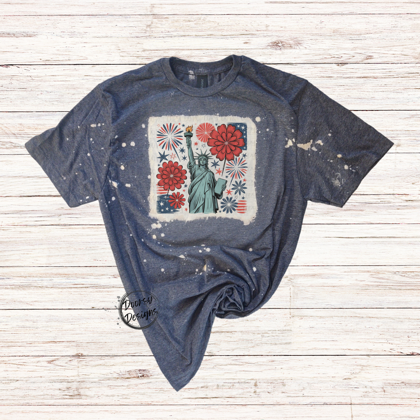 Lady Liberty Bleached 4th of July Shirt