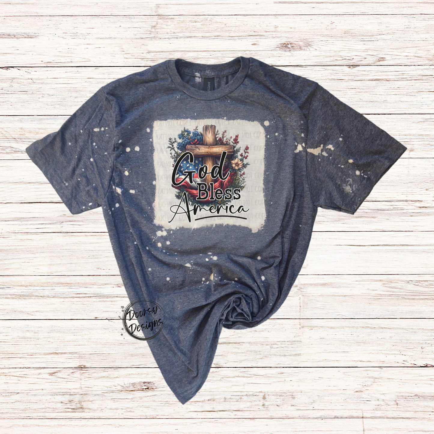 Wildflowers God Bless America Bleached 4th of July Shirt