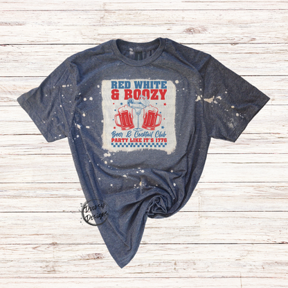 Beer and Cocktail Club Bleached 4th of July Shirt