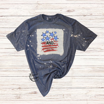 Ribbon Stars and Stripes Bleached 4th of July Shirt